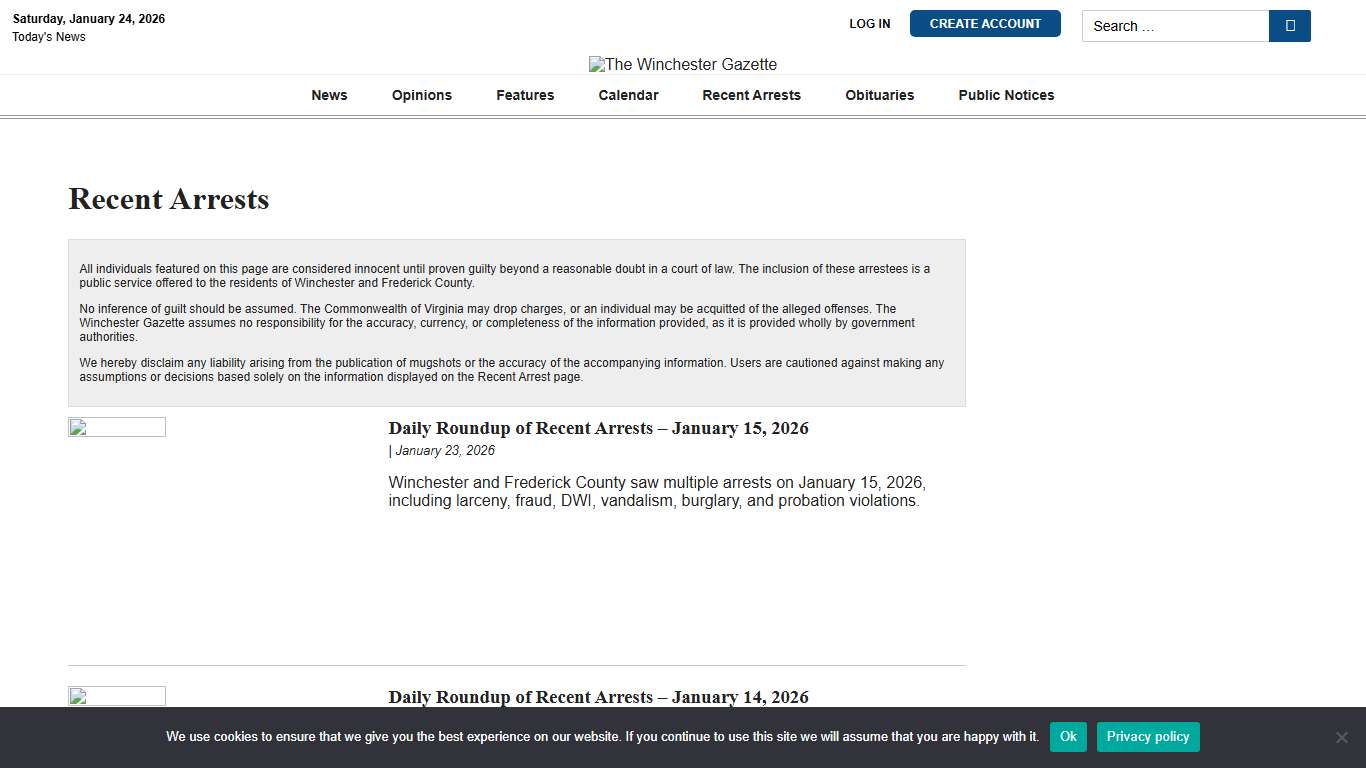 Recent Arrests » The Winchester Gazette